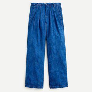 COPY - J Crew pleated wide-leg pant in indigo chambray jean - Brand New